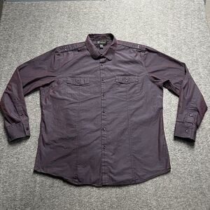 INC Long Sleeve Button Down Shirt Men's XXL 2XL Metallic Purple Roll Up Sleeve